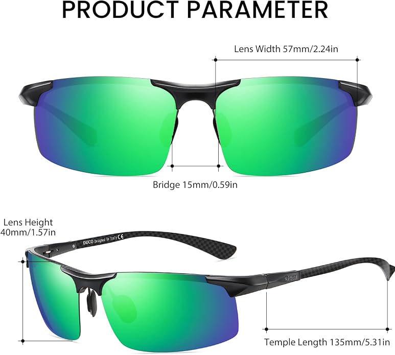 DUCO Polarized Sunglasses Mens Ultralight Carbon Fiber Sun Glasses for Men Driving Sports Fishing UV400 Protection DC8277