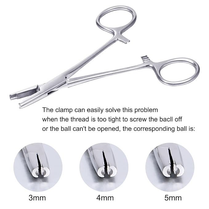 DJCIW 4mm Jaw Piercing Ball Removal Tool,Stainless Steel Dermal Anchor Forceps for Dermal Tops Unscrew or Screw Ball Pliers for Nose Septum Earrings Lip Ring