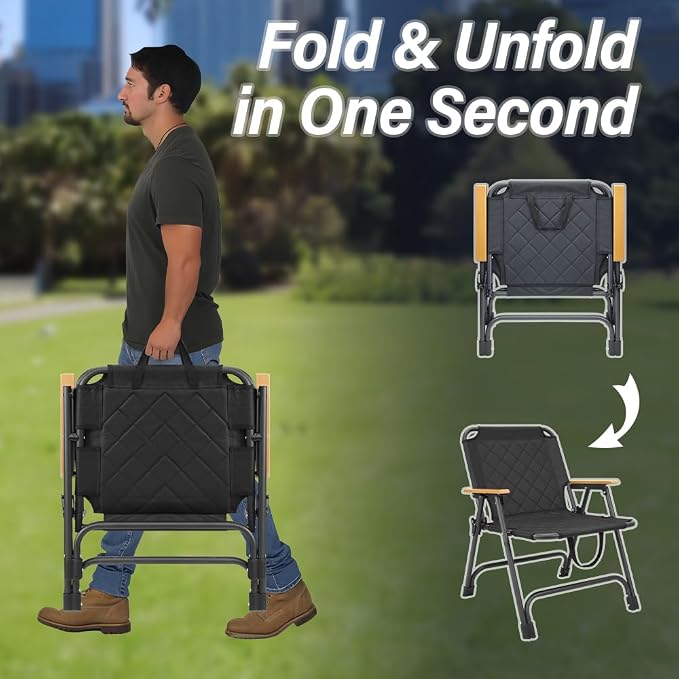 ptlsy Ice Fishing Chairs for Adults Foldable Beach Chair for Camp, Beach, Fishing, Sports Event, Hiking, Patio, Indoor & Outdoor Use (2 Pack)