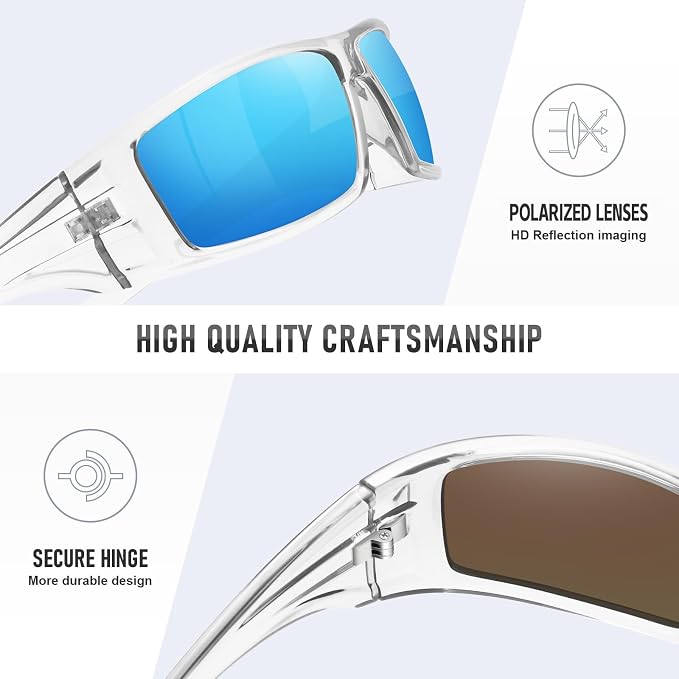 Polarized Sports Sunglasses for Men Women Unbreakable Frame Cycling Fishing Wrap Around Sunglasses UV400 Protection