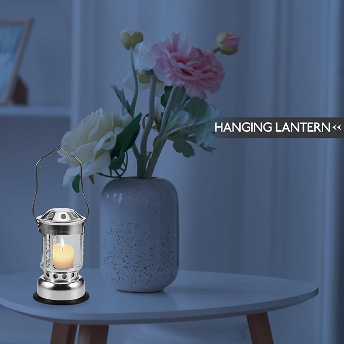 KOMBIUDA Outdoor Silver Candle Lantern with Base Portable Aluminium Alloy Night Fishing Lamp Windproof Camping Light for Emergency Use for Outdoor Activities