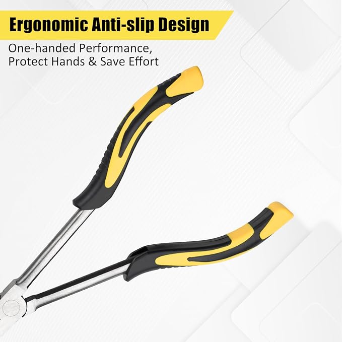 Premium Long Needle Nose Pliers-11’’, Paper Clamp Precision, High Carbon Steel, Soft Grip with Wire Cutter, Long Nose Cutting Pliers for Home, Fishing, Jewelry, Crafts,2pcs