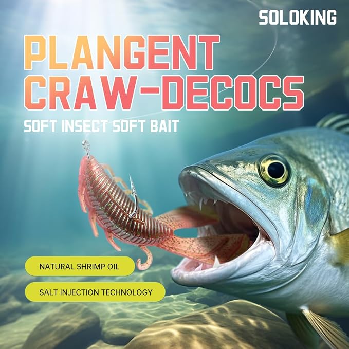 SOLOKING Soft Plastic Fishing Lures - Second Generation Evolved Bait with Natural Shrimp Oil, Salt Injection Technology, Super Elastic Imported PCV Material - Laser Reflector & Submarine Modeling