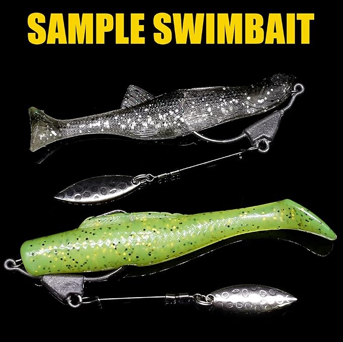 Underspin-Jig-Heads-Swimbait-Hooks-with-Spinner Blades Weighted Fishing Hooks 6 Pack