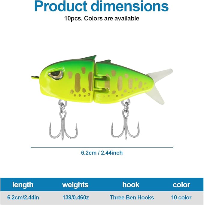 Popper Top Water Fishing Lure: Whopper Fishing Lures with Floating Rotating Tail Barb Treble Hooks Saltwater Freshwater for Bass