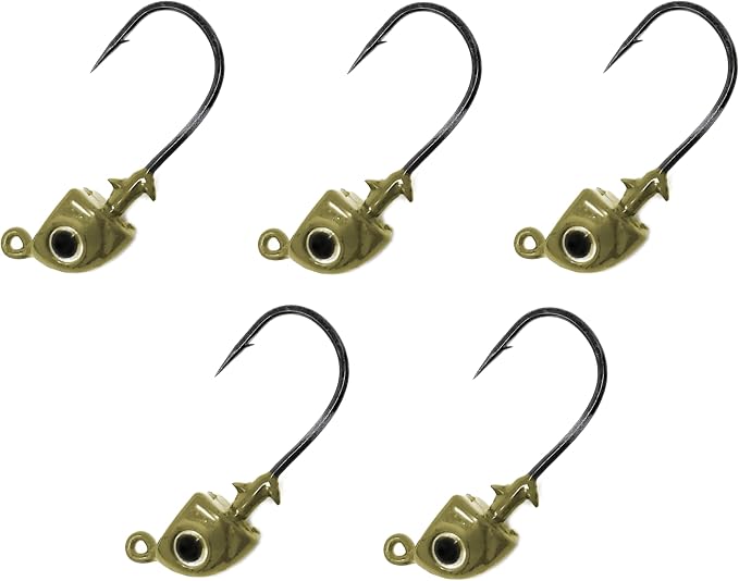 Reaction Tackle Tungsten Swimbait Jig Heads - 3D Realistic Eyes Attract Bass and More- Swim Bait Jig Head Fishing Hooks for use with Freshwater or Saltwater Fishing Lures (5-Pack)