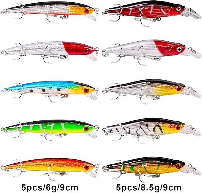Bass Fishing Lures Kit Set Topwater Hard Baits Minnow Crankbait Pencil VIB Swimbait for Bass Pike Fit Saltwater and Freshwater