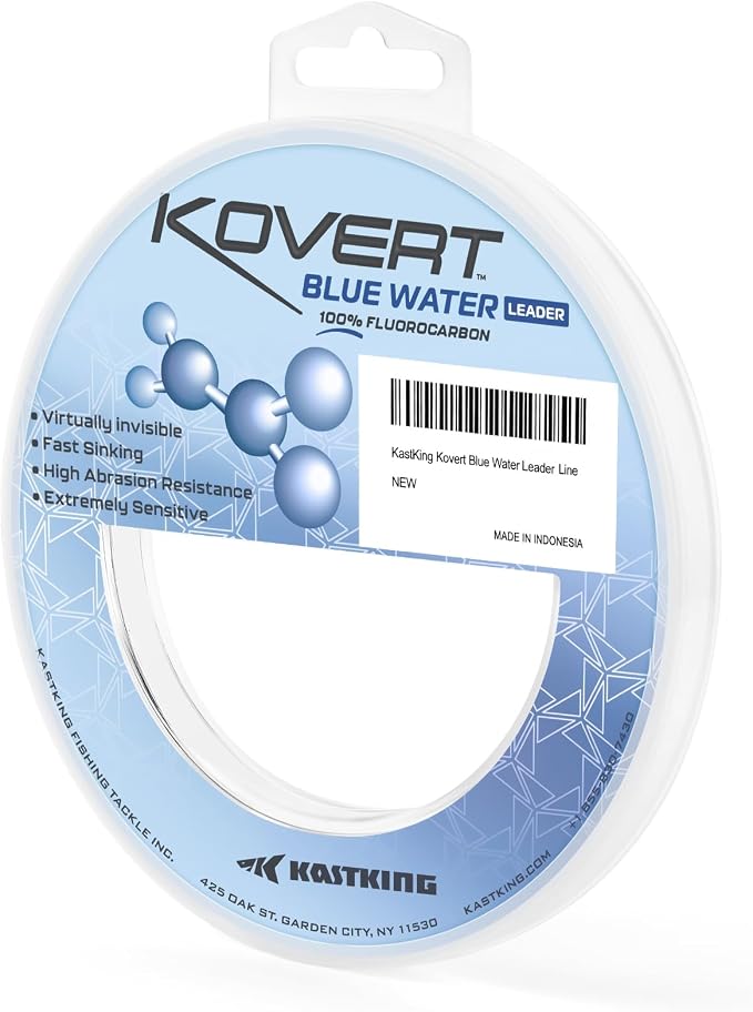 KastKing Kovert 100% Fluorocarbon Fishing Line - Clear Fishing Leader, High Sensitivity, Strong Knot Strength, Shock & Abrasion Resistant, Extreme Clarity, Ultra-Low Visibility, Fast Sinking