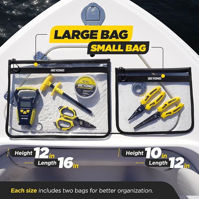 Beyond Fishing DryVault Tackle Storage Bag – Soft Plastic Bait Storage, Fishing Tackle See Through Bait Bag, Water-Resistant, Durable & Transparent Soft Bait Organizer for Easy Gear Access