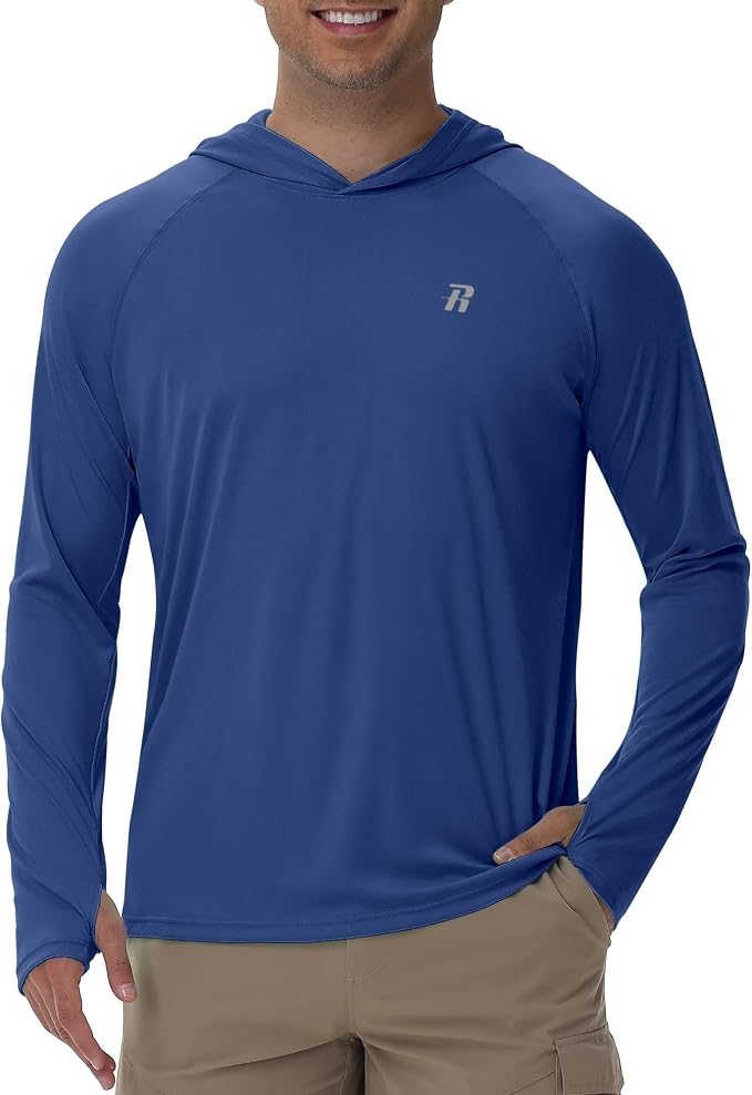 Runhit UPF 50+ Fishing Shirts for Men Long Sleeve Sun Protection Hoodie Lightweight Outdoor Workout Hiking Running Rash Guard