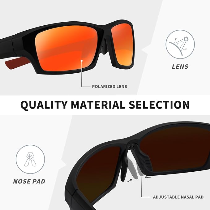 Polarized Sports Sunglasses for Men Women,Driving Fishing Cycling Mountain Bike Sunglasses UV400 Protection