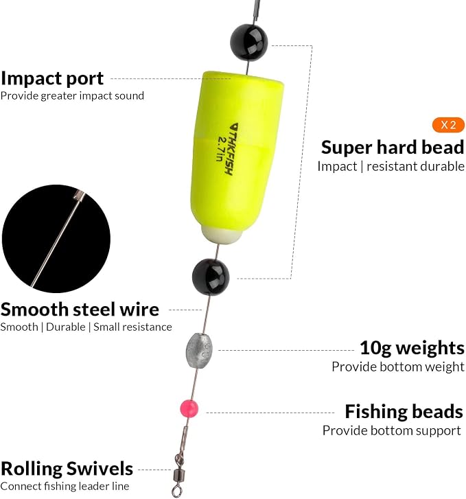 THKFISH Fishing Floats Bobbers Fishing Popping Cork Trout Float Rig Weighted Popping Floats Cork Trout Floats for Fishing Saltwater 4PCS