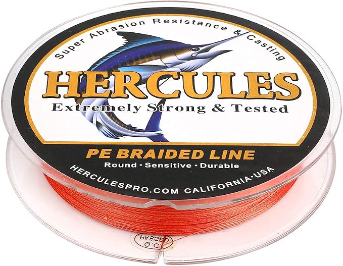 HERCULES Cost-Effective Super Strong 4 Strands Braided Fishing Line 6LB to 100LB Test for Salt-Water, 109/328 / 547/1094 Yards (100M / 300M / 500M / 1000M), Diam# 0.08MM - 0.55MM, Hi-Grade