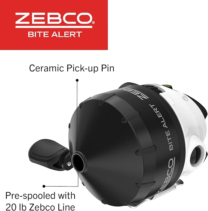 Zebco Bite Alert Spincast Reel and Fishing Rod Combo, Black/White
