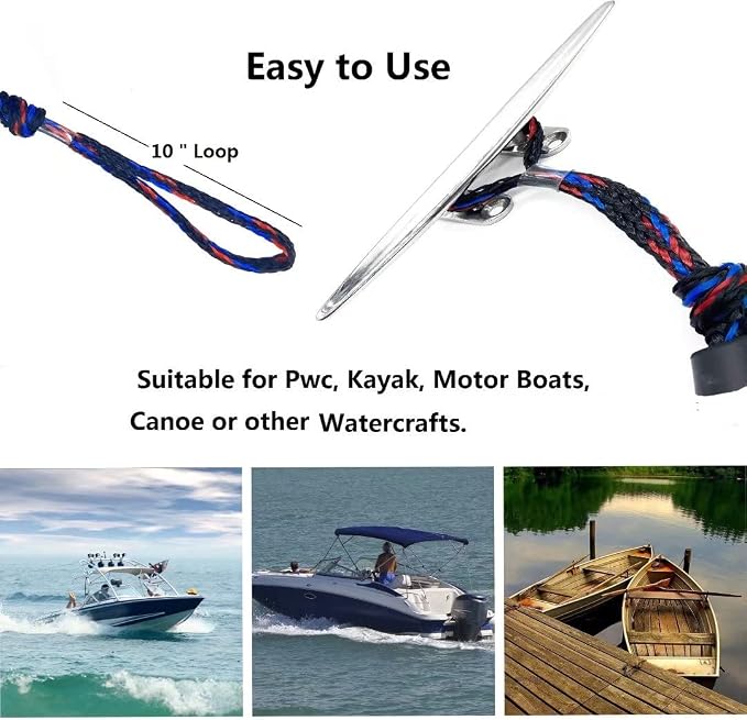Bungee Dock Lines for Boat Shock Absorb Dock Tie Mooring Rope Boat Accessories 4-5.5 ft,4Pack (Black&Blue&red)