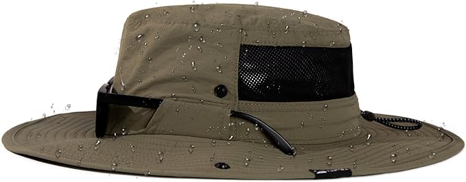 TOP-EX Men's Wide Brim Sun Hat UPF 50+ Waterproof, Packable Breathable Mesh Boonie Bucket Cap for Hiking Fishing Safari