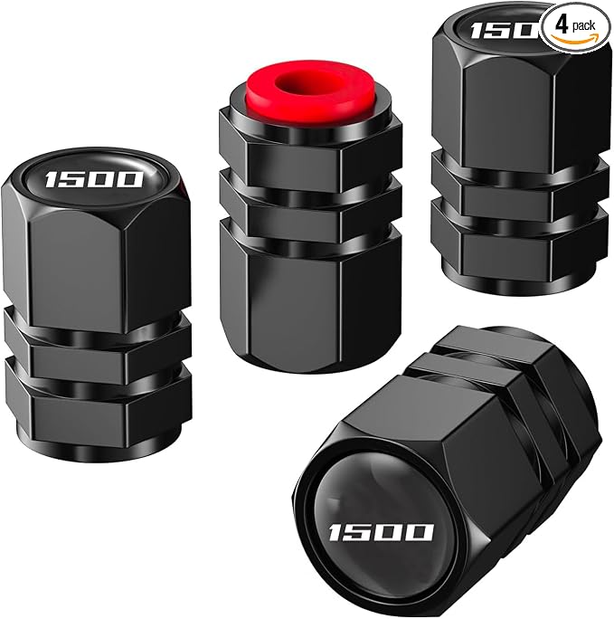 Aluminum 4pcs Tire Valve Cap Cover Set Compatible with Ram 1500 Tire Valve Stem caps fiit for Ram 1500 Car Accessories Decor. (Black-for-15-00)