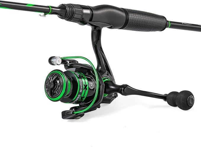 One Bass Fishing Rod Reel Combos, Spinning & Casting Combo, Graphite 2Pc Blanks, Stainless-Steel Guides, Super Polymer Handle