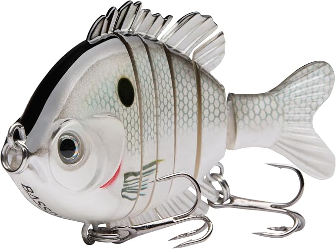 BASSDASH SwimPanfish Multi Jointed Panfish Bluegill Swimbaits Hard Topwater Bass Lures Fishing Lure Crank Saltwater 3.5in/0.85oz,Pack of 4