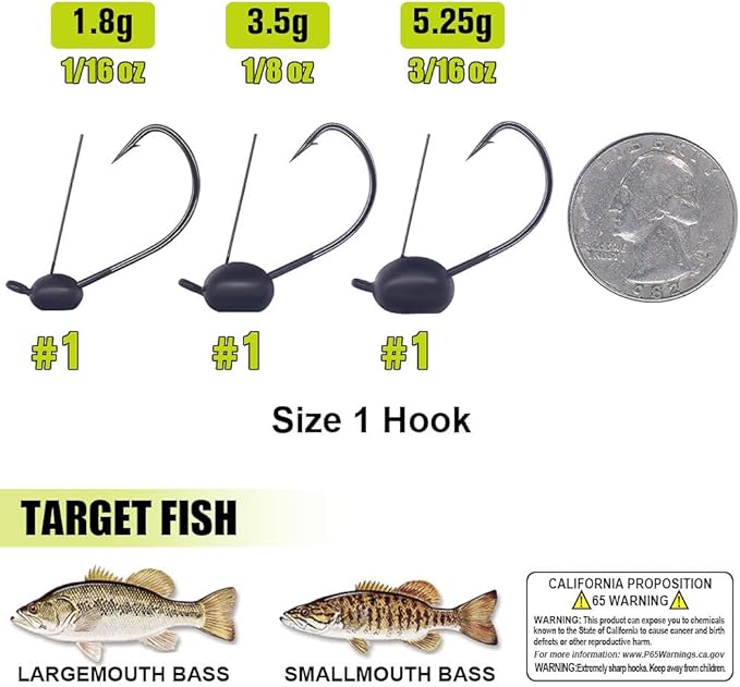 Weedless-Wacky-Rig-Hooks-Weedless-Jig-Head Worm Weights Hook for Bass Fishing 10 Pack