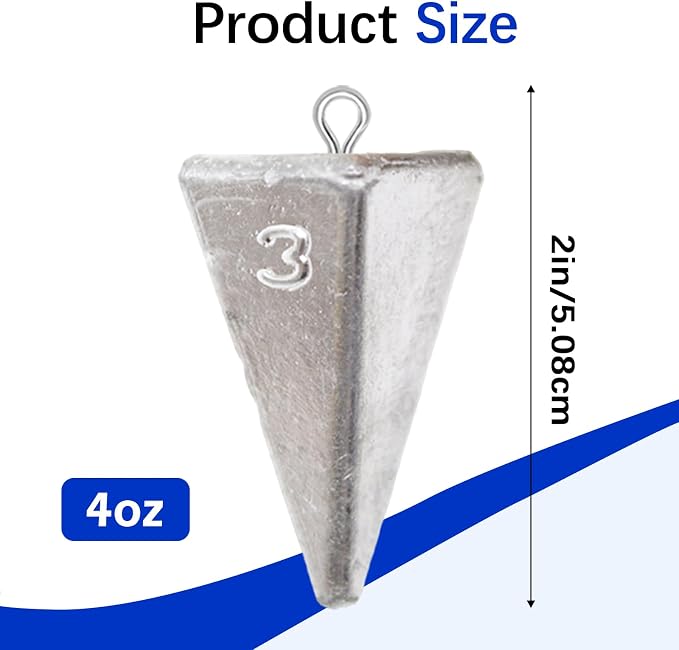 Pyramid Fishing Weights Sinkers Kits Triangle Ocean Saltwater Surf Fishing Gear Tackle Bullet Fishing Weights Sinker 2oz 3oz 4oz