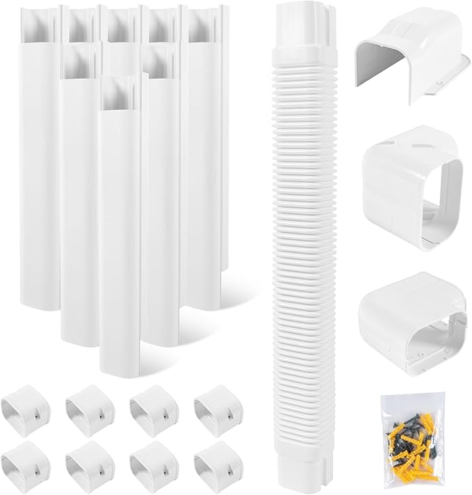 LyPrem 13.5Ft Mini Split Line Set Cover 4" PVC Line Cover Kit for Mini Split and Central Air Conditioner & Heat Pump
