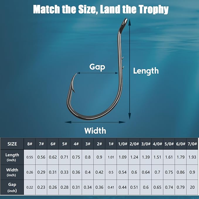 9KM DWLIFE Octopus Hooks 50/100 Pack Double Barb Eagle Claw Fishing Hooks Corrosion-Resistant Circle Hooks for Bass, Catfish, Walleye