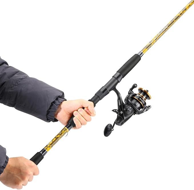 Sougayilang Spinning Rod Combo - MH Action Fishing Pole with Bait Feeder Reel for Catfish, Salmon, Steelhead Freshwater Saltwater Fishing- 7'0"/7'6"