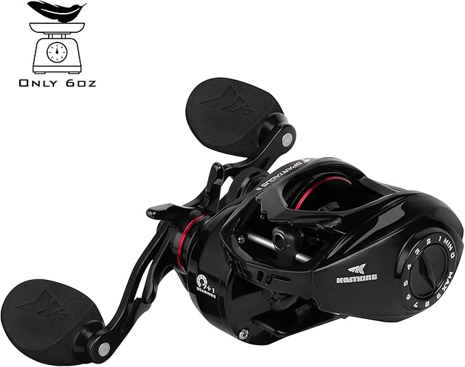 KastKing Spartacus II Baitcasting Fishing Reel, 6oz Ultralight Baitcaster Reel, Super Smooth with 17.6 LB Carbon Fiber Drag, 7.2:1 Gear Ratio, 39mm Palm Perfect Lower Profile Design