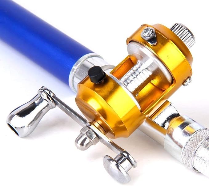 Jatzde Mini Portable Pocket Fish Rod Pen Aluminum Alloy Fishing Rod Pole Reel Combos…