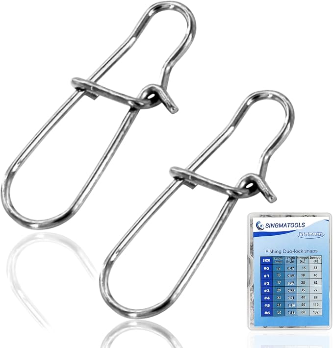 100 Pack Fishing Duo Lock Snap Fishing Snaps and Clips Freshwater Saltwater Fishing Gear Hooked Snap Speed Clips Fishing Lures Connector Quick Change Fishing Snap