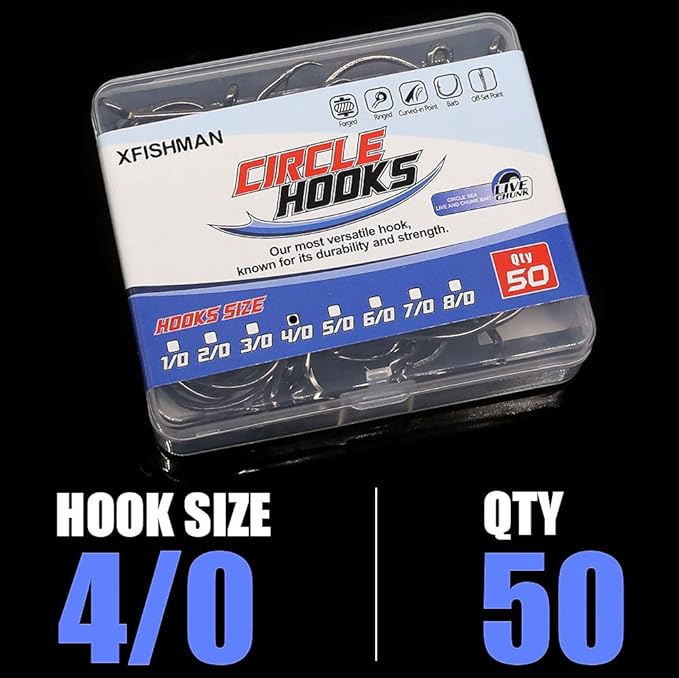 XFISHMAN Circle-Hooks-Fishing-Equipment-Octopus-Hooks-Saltwater-50 Pack #1 –12/0
