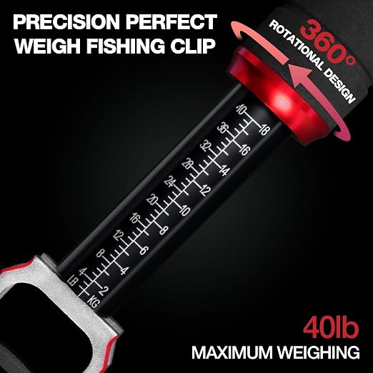 Ghosthorn 11" Aluminum Alloy Fish Lip Gripper with Scale - 40lbs Saltwater Fishing Grabber Tool, 360° Swivel Non-Slip Handle, Corrosion-Resistant Fish Holder for Caught Fish, Fish Control Tackle
