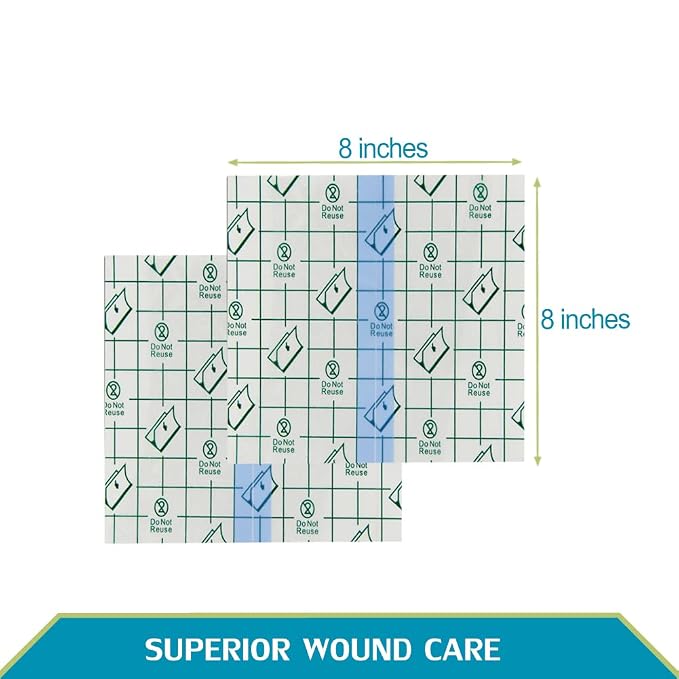 50 Pieces Waterproof Dialysis Port Shower Cover Shields PD Catheter Shower Protector Peritoneal Dialysis Accessories Peg Feeding Tube Supplies Chest Central Line (8 x 8 Inch)