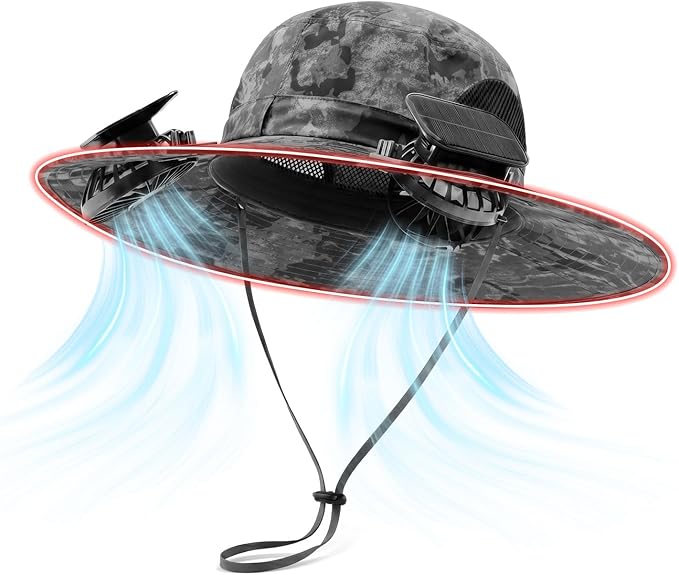 Solar Fan Hat with Steel Brim for Men Women UPF 50+ Garden Outdoor Fishing Beach Essential