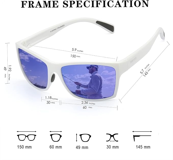 maivnz Floating Polarized Fishing Sunglasses for Men Women, Unsinkable UV400 Sports Glasses for Kayaking, Boating & Surfing