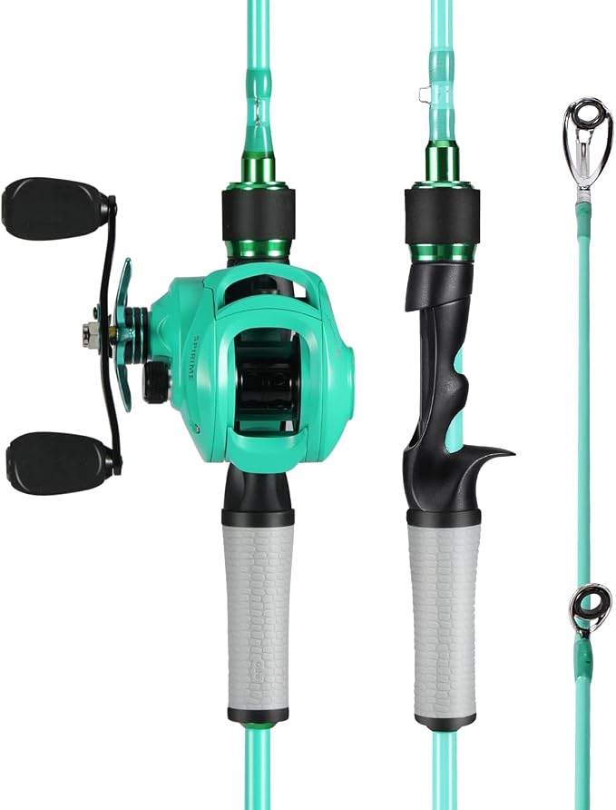 One Bass Fishing Rod Reel Combo, Baitcasting Fishing Pole with Graphite 2Pc Blanks