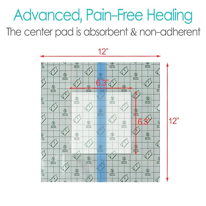 Waterproof Shower Protector Large Cover Shields for PICC Central Line Peritoneal Dialysis Chest Port Feeding Tube PD Catheter Accessories Bandages with Non-Stick Center Pad 12"x12"(Pack of 14)