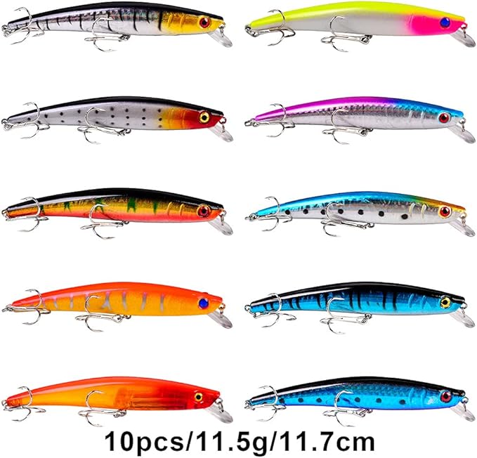 Bass Fishing Lures Kit Set Topwater Hard Baits Minnow Crankbait Pencil VIB Swimbait for Bass Pike Fit Saltwater and Freshwater