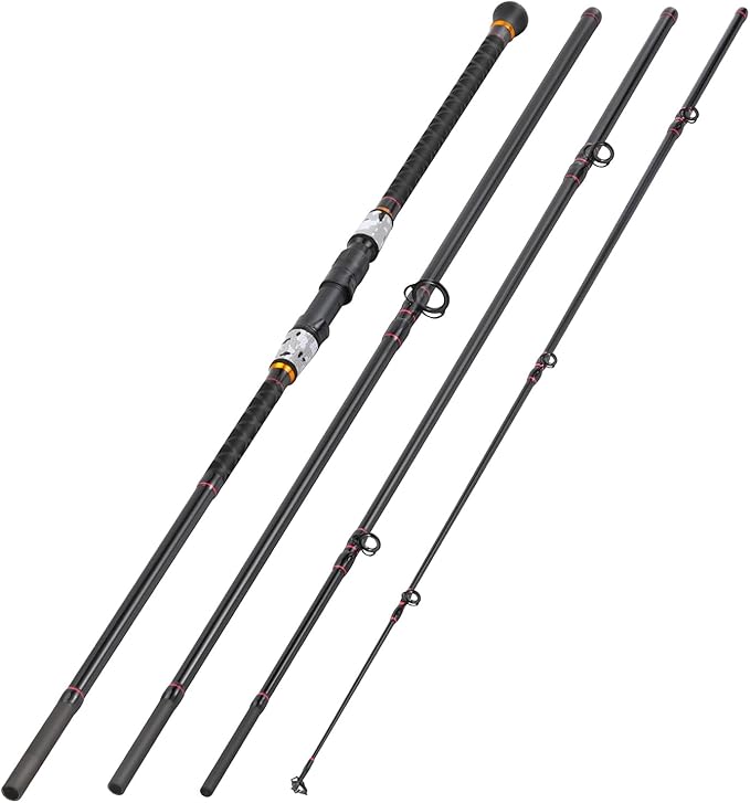 Sougayilang Surf Fishing Rod Portable Travel MH/H Surf Spinning Rod 4 Piece Carbon Fiber Saltwater Fishing Rod 10'/11'/12'/15'