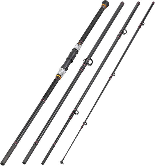 Sougayilang Surf Fishing Rod Portable Travel MH/H Surf Spinning Rod 4 Piece Carbon Fiber Saltwater Fishing Rod 10'/11'/12'/15'