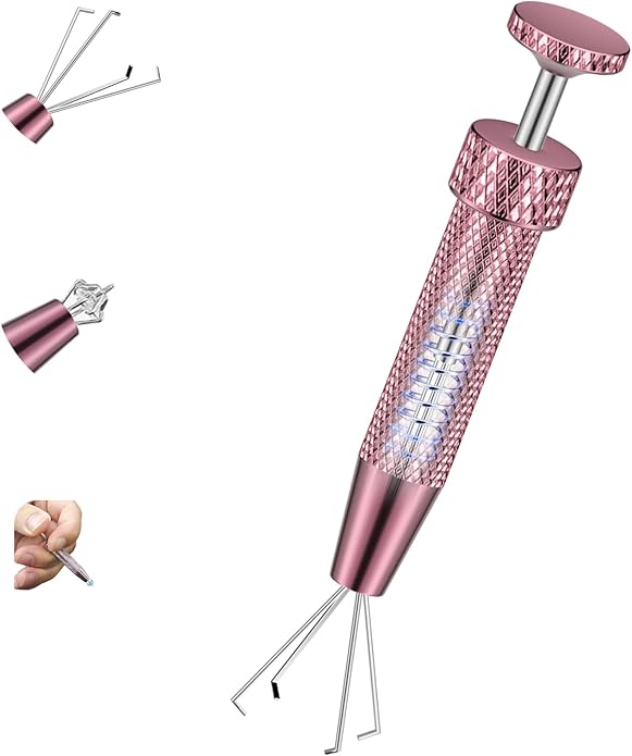 Upgraded Anti-Slip Piercing Ball Grabber Tool with Ergonomic Design for Changing Jewelry, Stainless Steel Jeweler Pick Up Tool 4 Claw Gem Piercing Changing Tool Body Piercing Kit for Ear Nose Lip