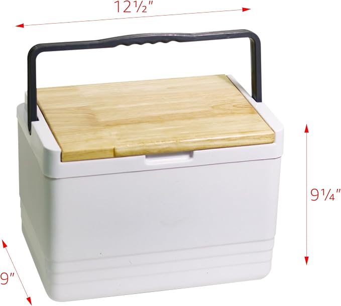 Trademark Innovations 12 Qt. Cooler with Handle, Cutting Board Top, Hard Small Cooler, Side Metal Bracket Holder