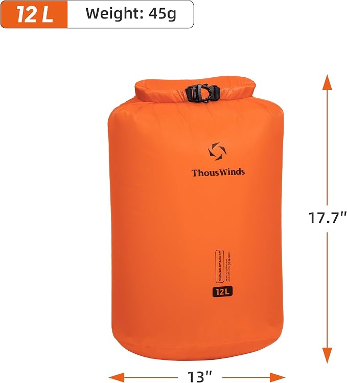 Thous Winds Waterproof Dry Bag, 30D Lightweight Dry Storage, 12L/24L/36L Roll Top Floating Sack for Outdoor, Camping, Kayaking, Beach, Water Sports
