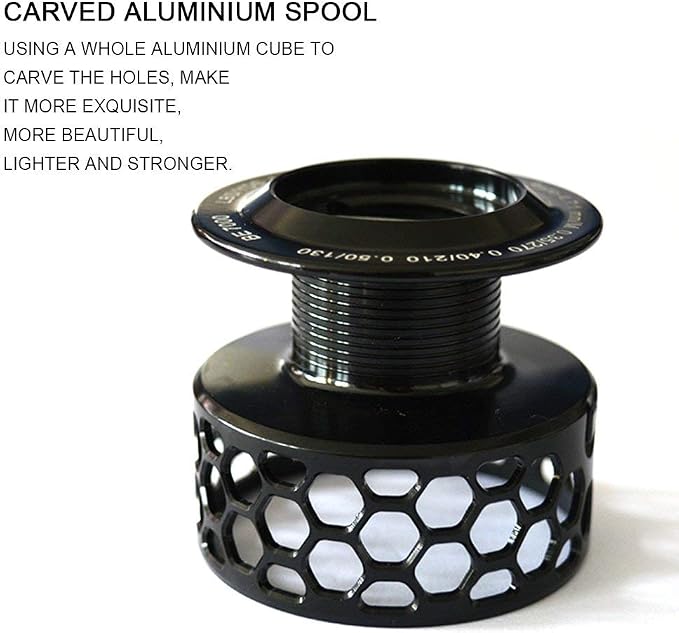 Fishdrops Spinning Fishing Reels 12+1BB Ultra Lightweight Carved Aluminum Spool Reels Affordable Smooth Spinning Reels
