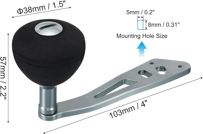 PATIKIL Baitcasting Power Handle Metal Fishing Reel Handle EVA Knob Grip Replacement Parts for Rocker Arm Accessories