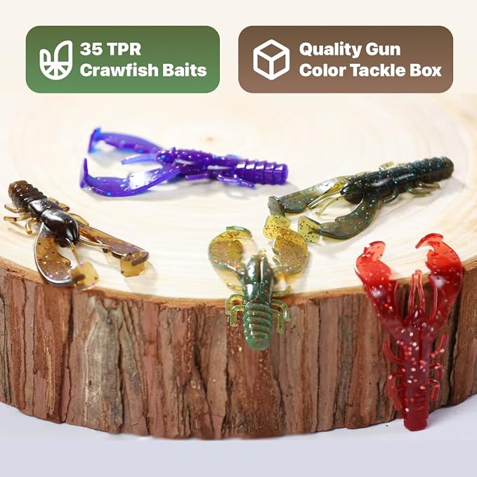 Ned Rig Baits Kit,TRD Soft Plastic Worms or Crawfish for Bass Fishing