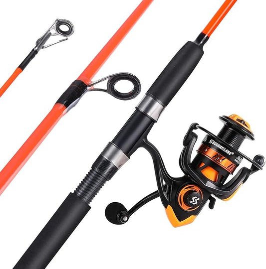 Sougayilang Catfish Fishing Rod and Reel Combo, 2-Piece Spinning Combo, Durable Graphite & Glass Blanks Fishing Pole for Crappie