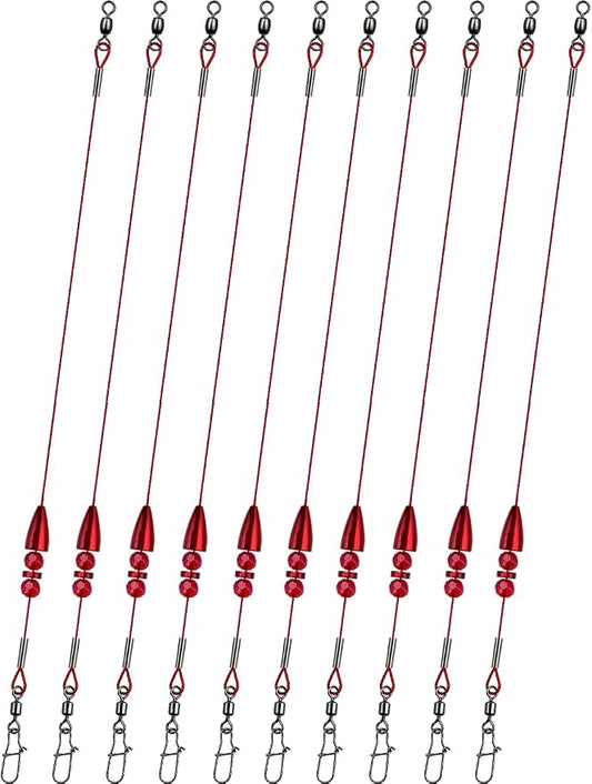 Texas Rigs 10 Pack, Pre-Rigged Bass Fishing Rig with Bullet Weight, Swivel & Snap, Weedless Soft Plastic Rig for Largemouth & Smallmouth Bass