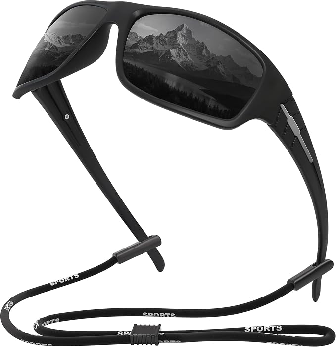 XVXV Polarized Sports Sunglasses for Men, Wrap Around Sun Glasses UV Protection for Cycling Fishing Driving